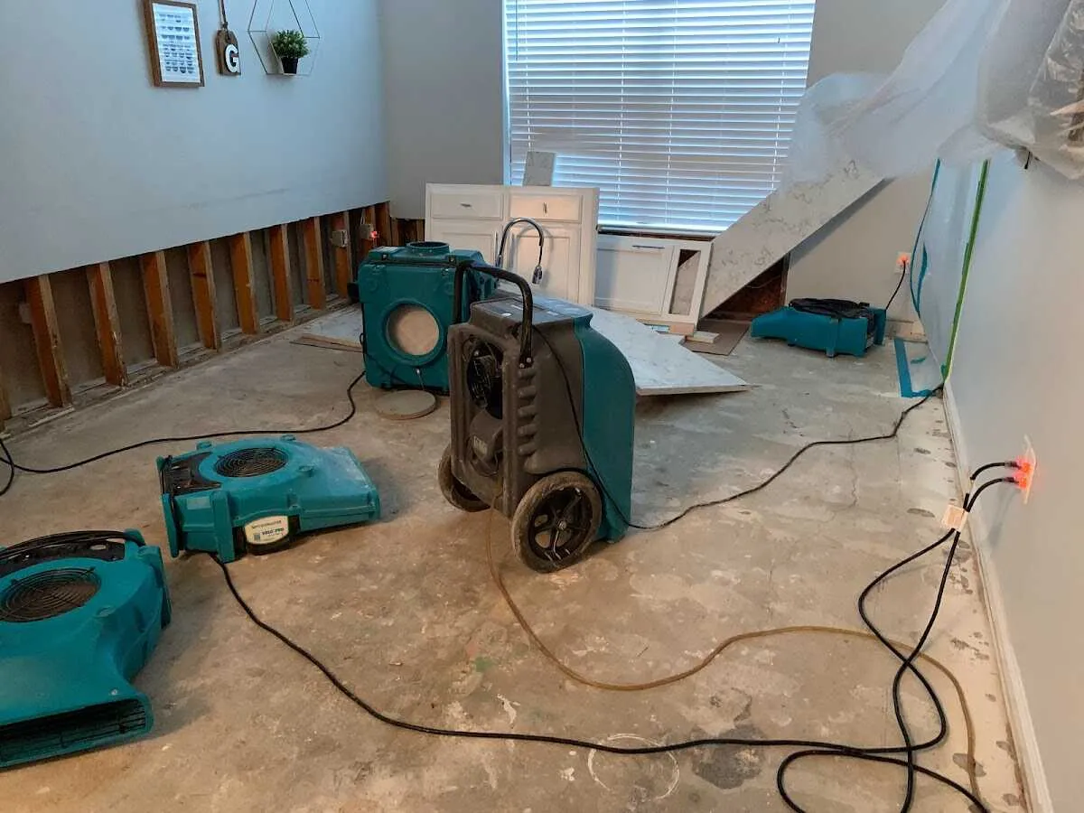 Dehumidifier in flood-cut room for Water Extraction & Removal in Kinston